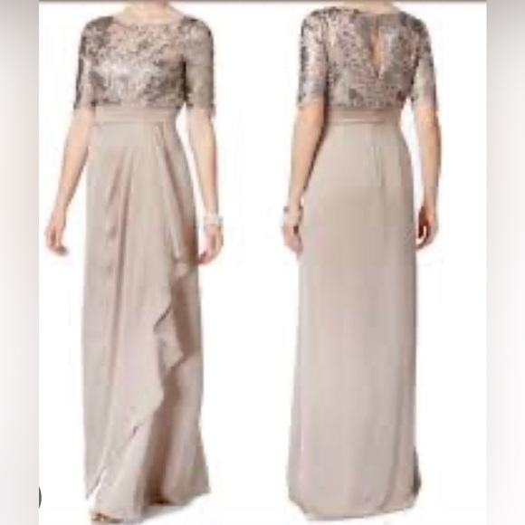 Adrianna Papell Dresses & Skirts - Adrianna Papell Floral Sequin Embroider Drape Gown